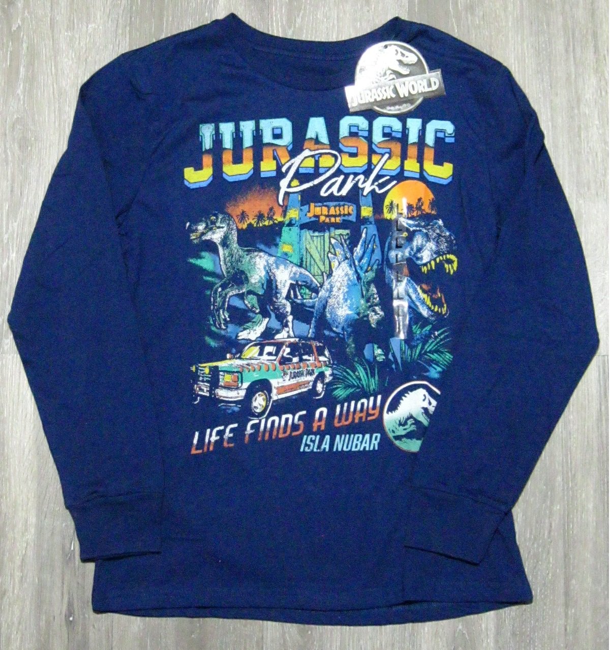 Jurassic Park World Isla Nubar Long Sleeve Dinosaur Shirt Youth Size L New Wtag 0197