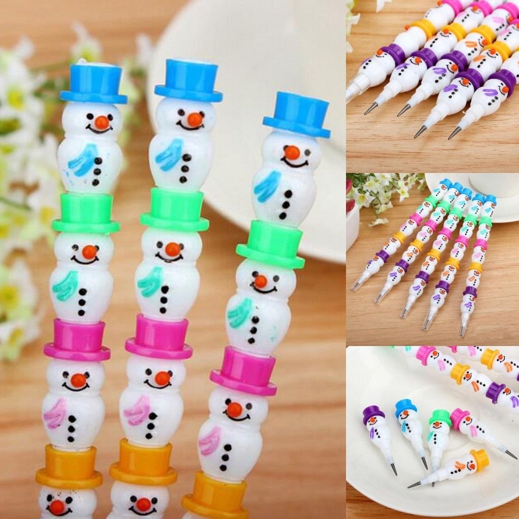 2Pcs Cute Snowman Pencils Cartoon Gift Pencil With 5 Segments Office ...