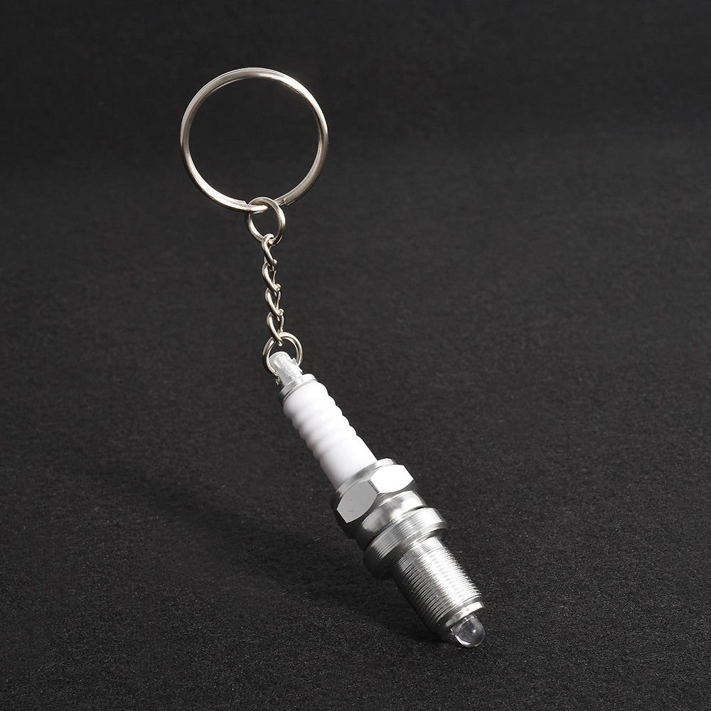 Useful White LED Key Chain Spark Plug Key Chain Keychain Car Parts