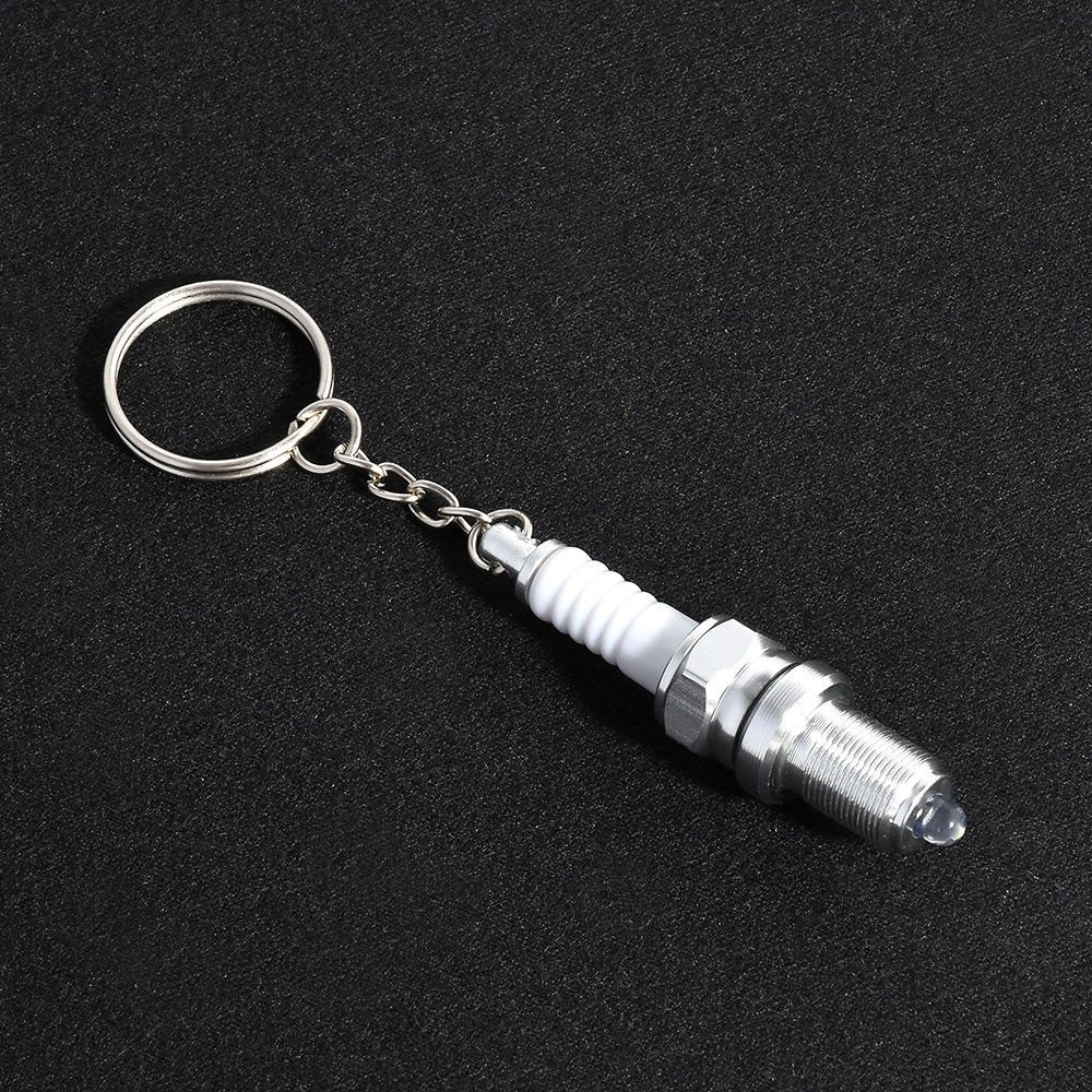 Useful White LED Key Chain Spark Plug Key Chain Keychain Car Parts