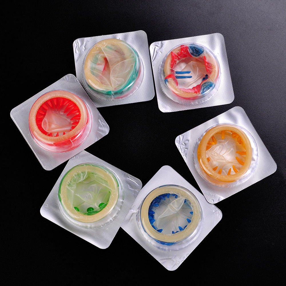 6pcslot Adult Latex Condoms Sensitive Orgasm Dotted Ribbed Stimulate Vaginal