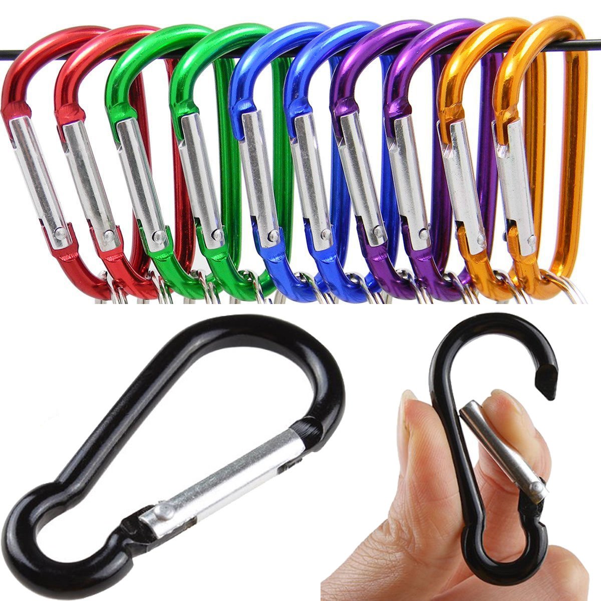 5Pcs/Set Aluminum Snap Hook Carabiner DRing Key Chain Clip Keychain