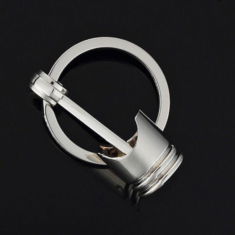 Metal Piston Car Keychain Keyfob Engine Fob Key Chain Ring keyring Silvery Gift