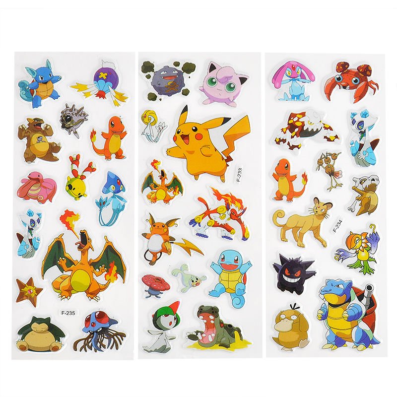 3pcs Pokemon Stickers Pikachu Pocket Monster Scrapbooking Sticker Sheet ...