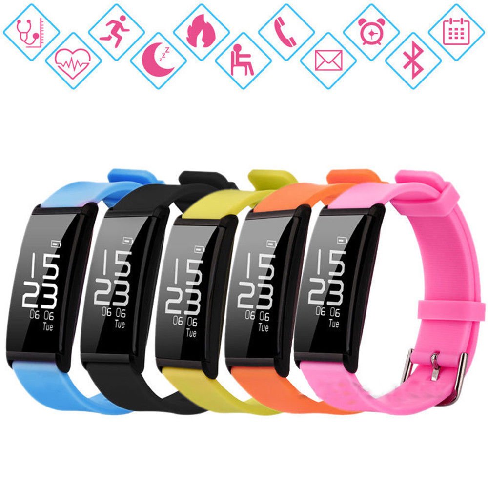 Smart Wrist Band Heart Rate Blood Pressure Oxygen Oximeter Sport ...