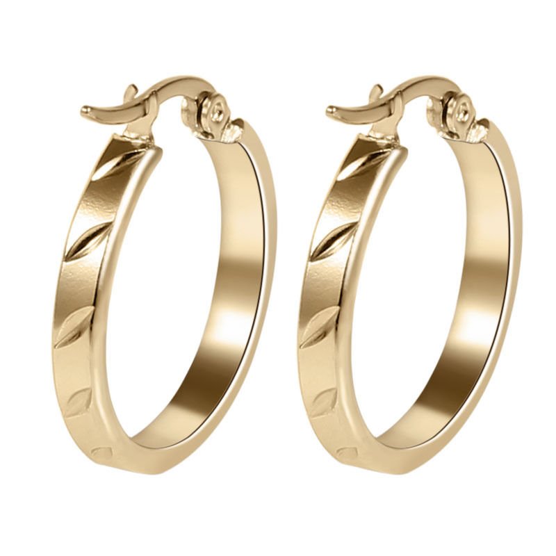316L Stainless Steel Hoop Earrings Fashion Round 18K Gold Plated Women ...