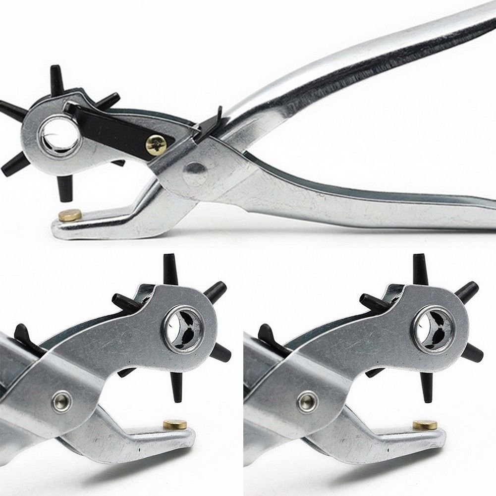 6 Sized 9" Heavy Duty Leather Hole Punch Hand Pliers Belt Holes Punches