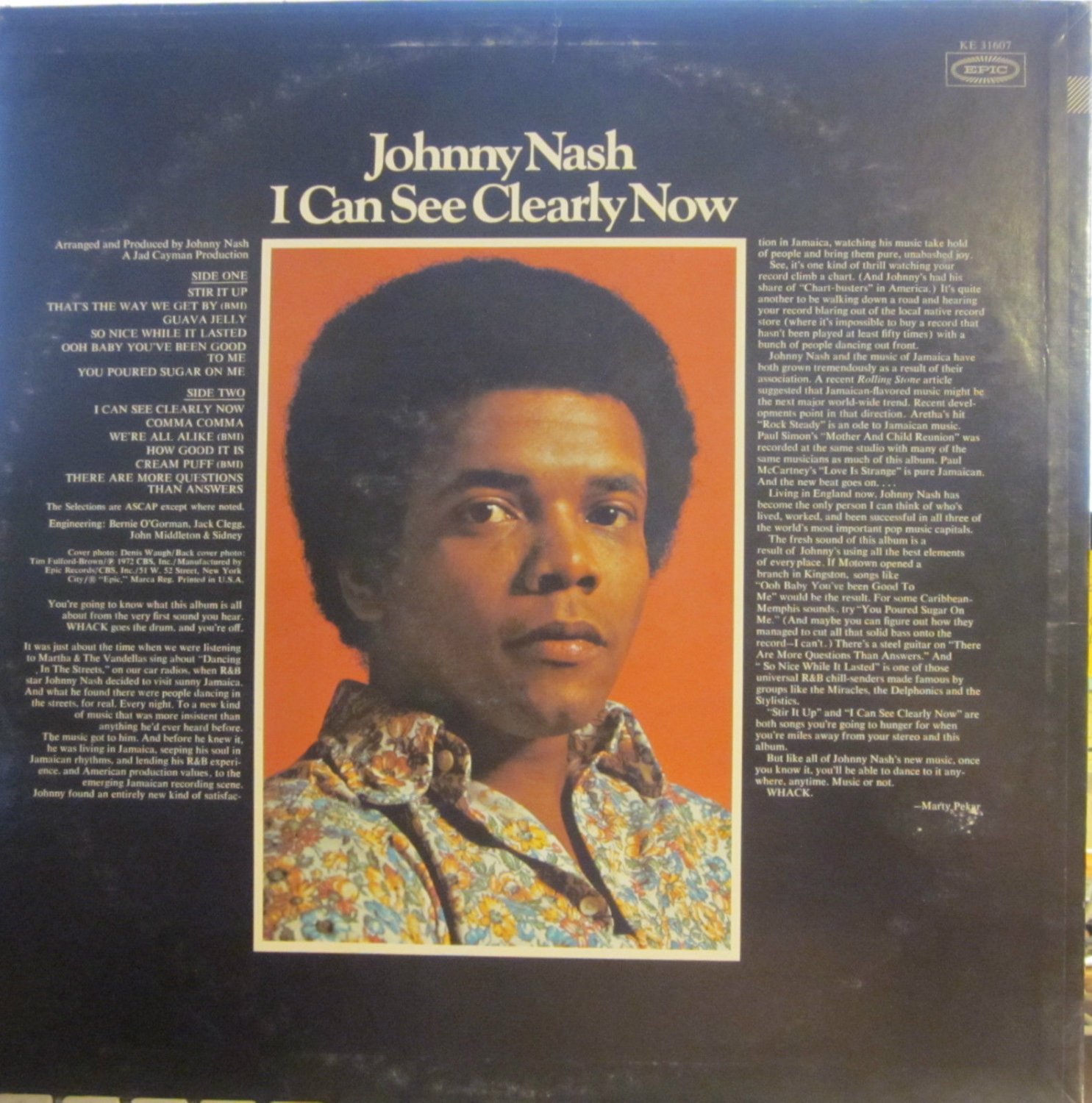 Johnny Nash I Can See Clearly Now (Epic 31607) (with `Stir It Up
