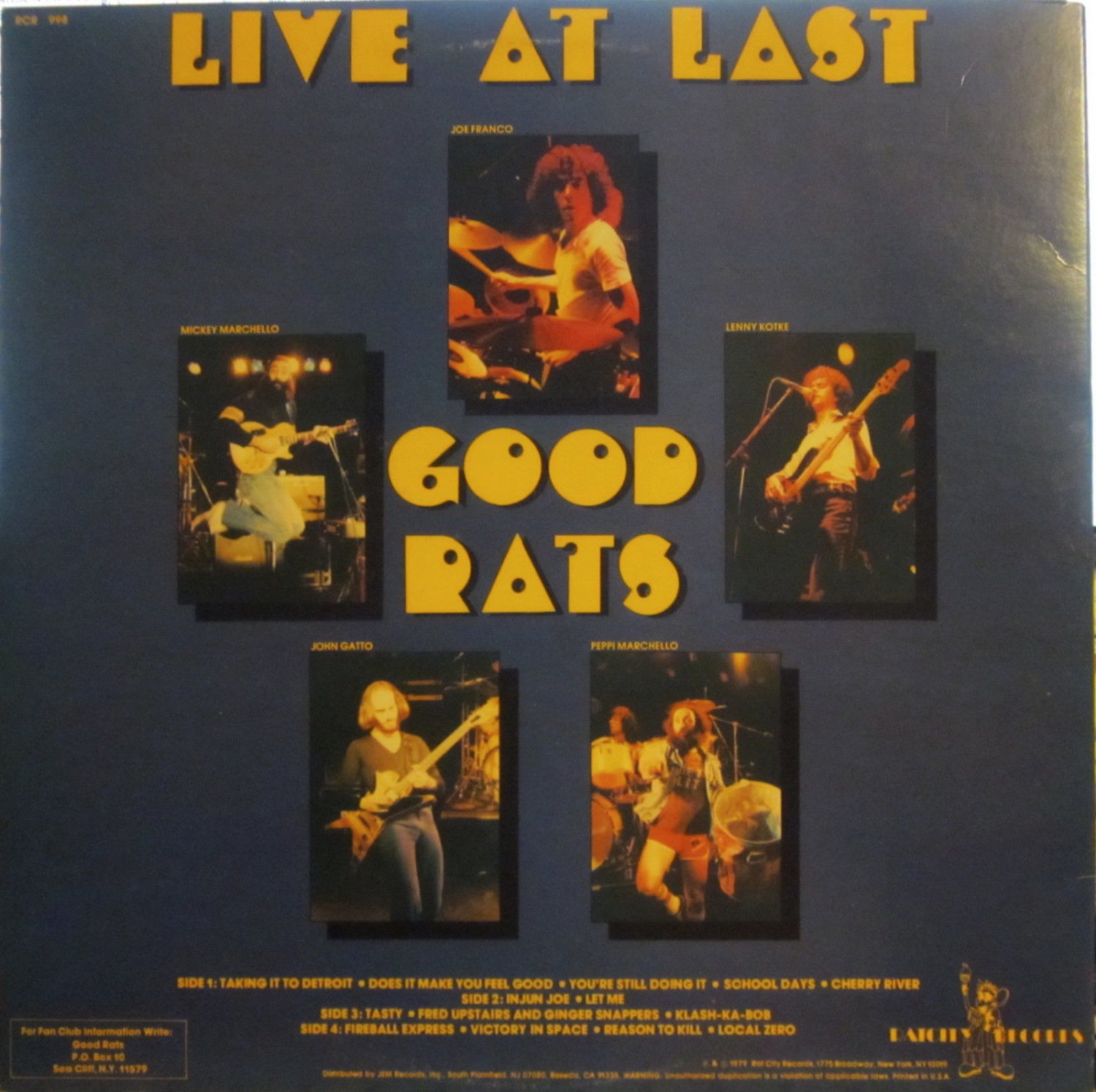 Good Rats Live at Last (Rat City 998) 2 LP set (Peppi & Mickey