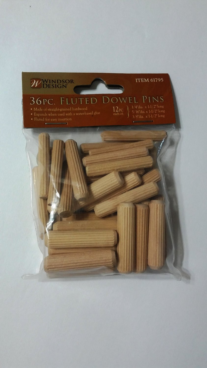 36 Piece Fluted Dowel Pins Assorted Set