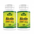 Biotin 5000 mcg , 100 tablets Per Pack (2 packs , 200 tables)