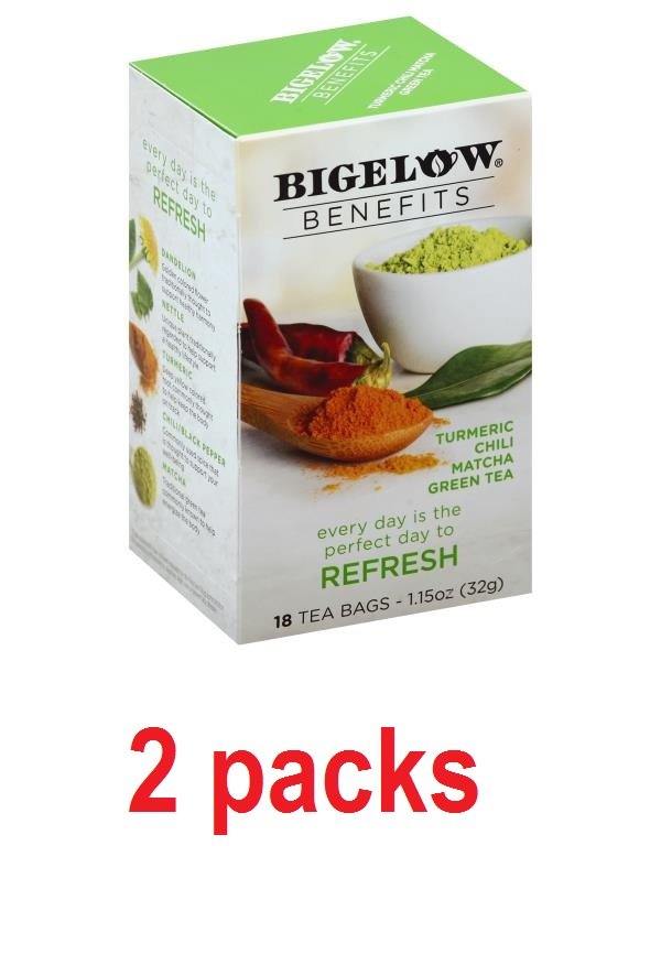 Bigelow Benefits Refresh Turmeric Chili Matcha Green Tea ,18 Tea Bags 1 ...