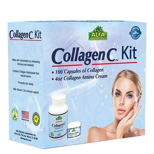Alfa Vitamins , Collagen C Kit (100 Collagen Caps + 4 oz.Collagen Amino