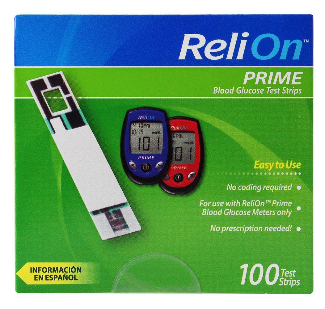 ReliOn Prime Blood Glucose Test Strips, 100 Ct