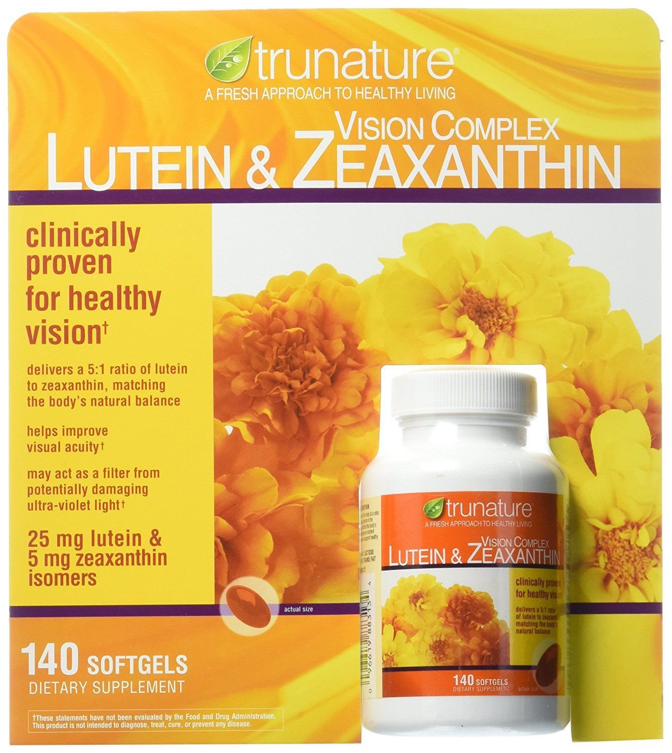 trunature Vision Complex Lutein & Zeaxanthin, 140 Softgels (1 bottle)
