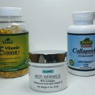 Collagen Hydrolysate & Vit C / 120 caps+cream 2oz and Vit E 1000 IU /100 soft gl