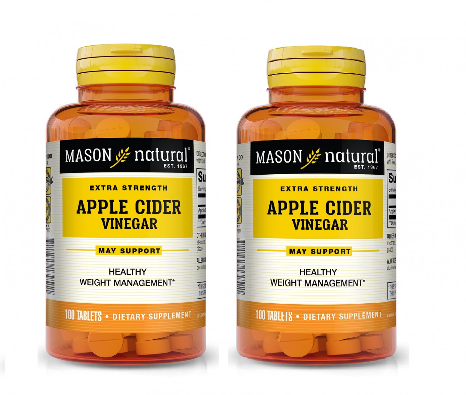 Mason Naturalextra Strength Apple Cider Vinegar 100 Tabs2 Bottles