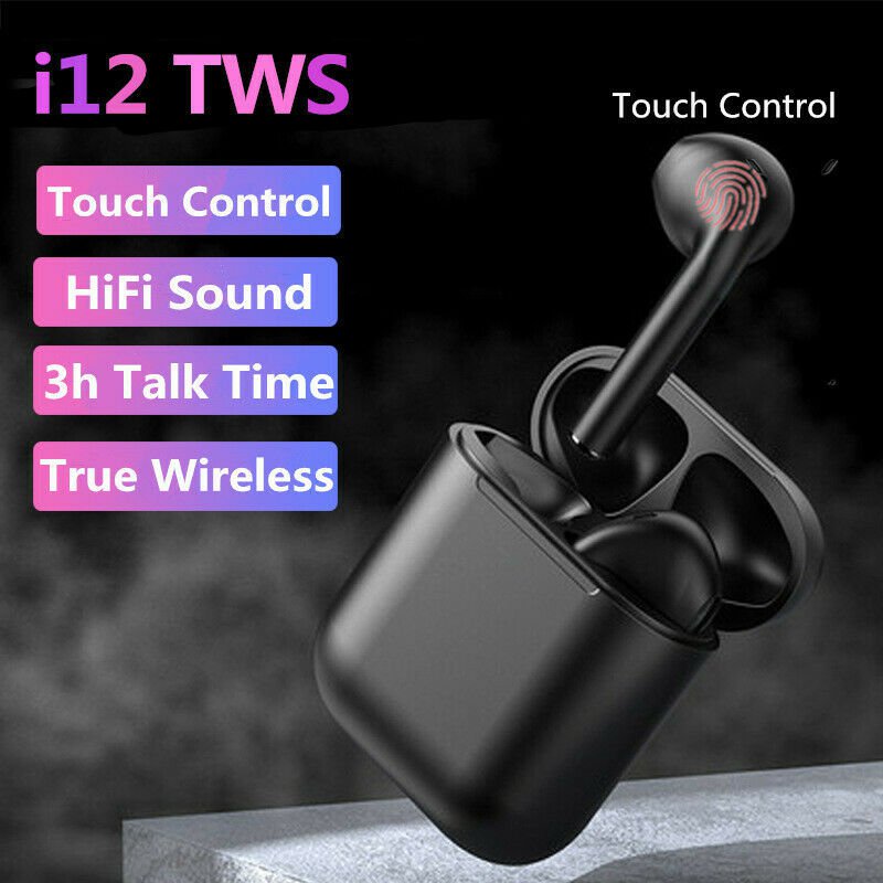 i12 TWS Headphones,Headset,Earphones Stereo Bluetooth 5.0Earbuds For IOS,Android(Black)