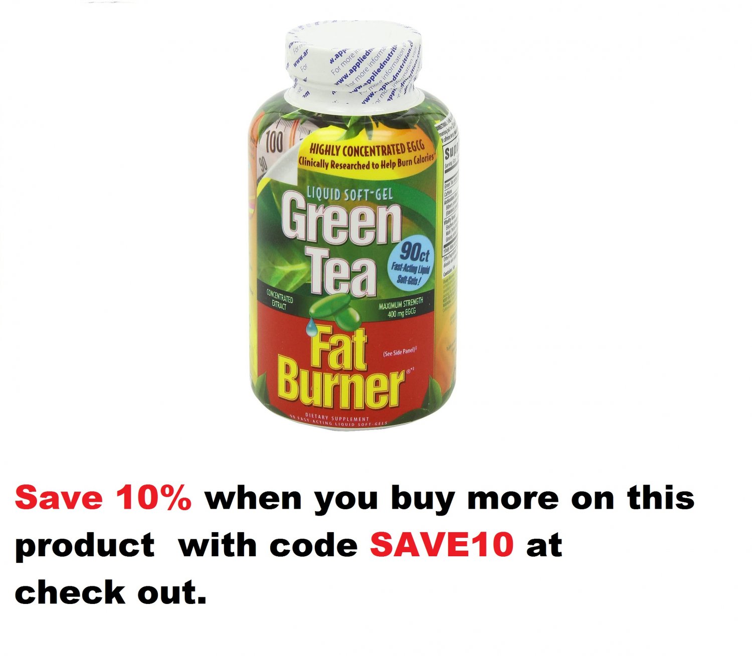 Green Tea Fat Burner, Maximum Strength 400 mg EGCG, Fast-Acting, 90 Liquid Soft-Gels