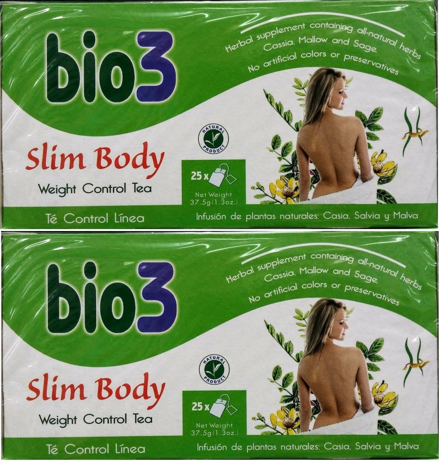 Bio3 Weight Control Tea, Slim Body,Slimming Tea ,2 Packs,50 tea's bags