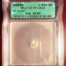 Rare Stunning c. 550 BC Silver Greek Diobol Miletus in Ionia ICG EF40!