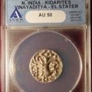 Late 5th Century AD N. India Kidarites Vinayaditya EL Electrum Stater ANACS AU50