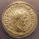 Stunning AD 196-217 Roman Silver AR Denarius Caracalla ICG AU 50!