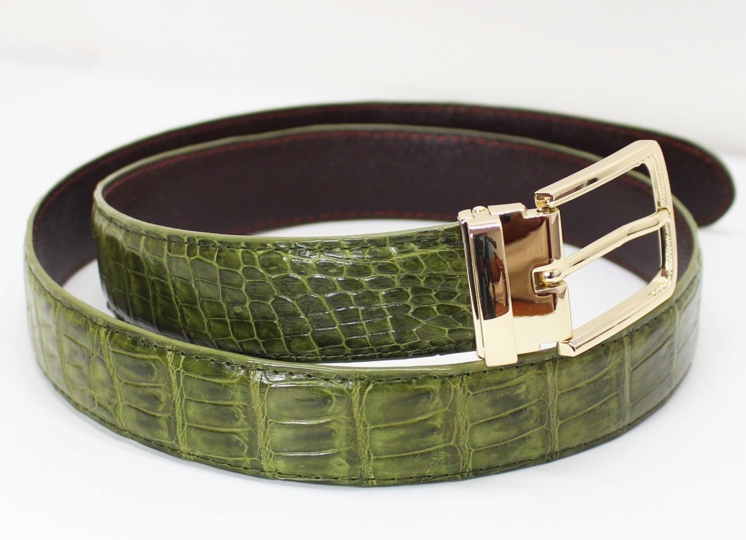 Green Genuine Alligator, CROCODILE Leather Skin Men's Belt JY1702