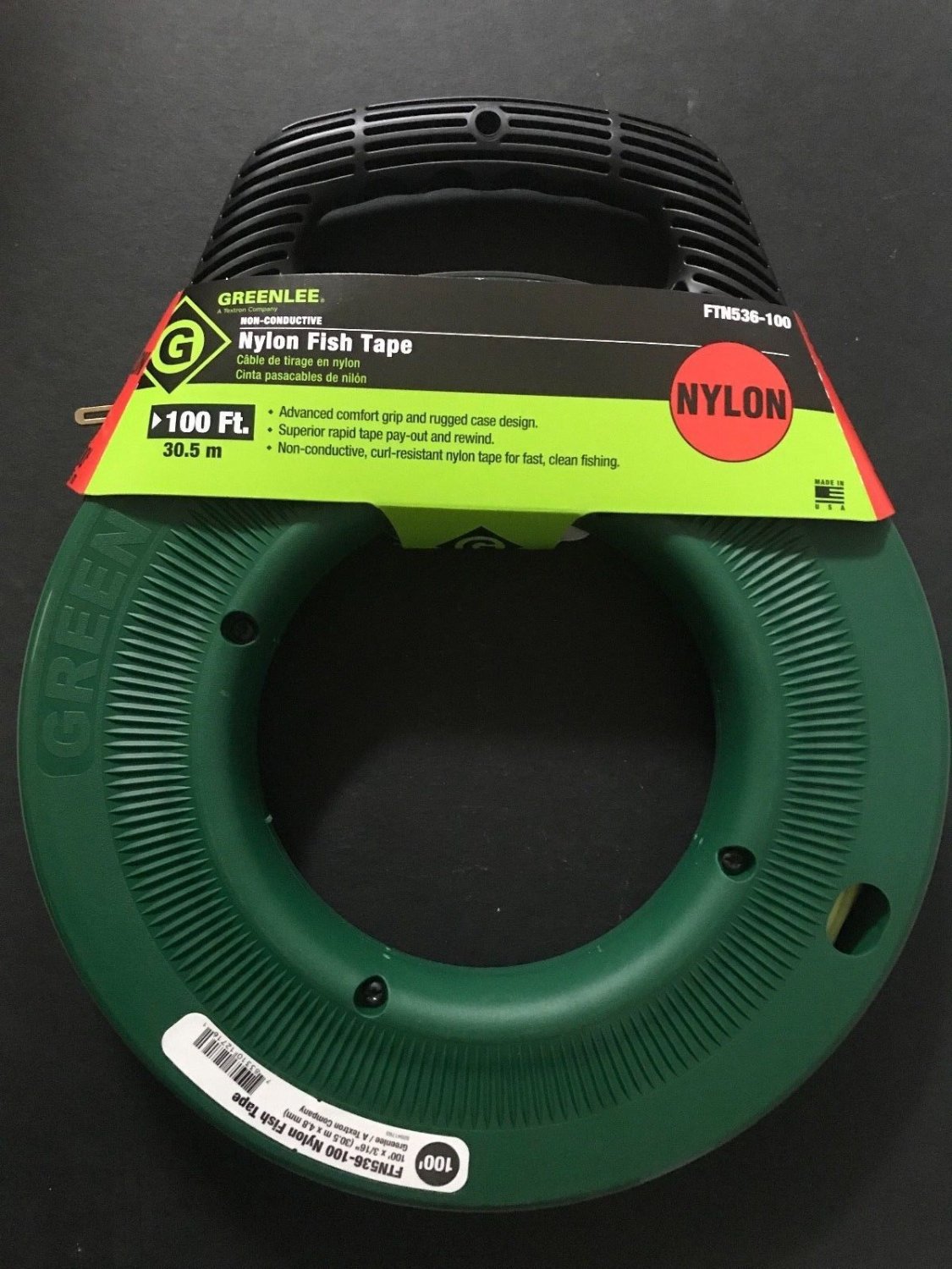 Greenlee FTN536100 Nylon Fish Tape, 3/16 In x 100 ft New In Box