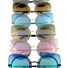 High Pointed Round Metal Womens Flat Sunglasses