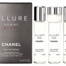 Chanel Allure Homme Sport Eau Extreme 3 Travel Spray Refills 3 x 0.7oz 3X20ML