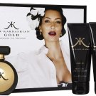 KIM KARDASHIAN GIFT SET GOLD PERFUME 3.4 OZ + CREAMY BODY WASH + BODY LOTION