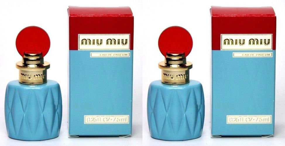 MIU MIU EDP Perfume Miniature Mini Lot 7.5ml 0.25oz X 2 BOTTLES = 0.5OZ 15ML TTL