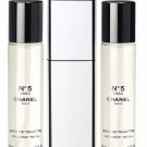 CHANEL NO 5 L'EAU EDT PURSE SPRAY & REFILLS 3 X 0.7OZ 3 X 20ML NIB SEALED