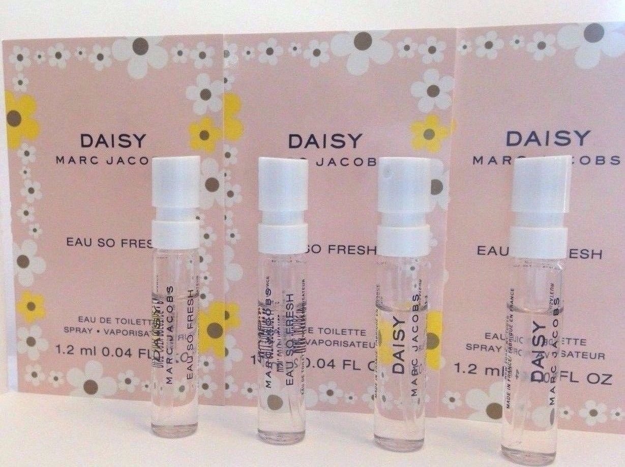 MARC JACOBS DAISY EAU SO FRESH EDT .04OZ X 4 = 0.16OZ SPRAY SAMPLE VIAL LOT SET