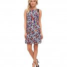 $99 KENSIE Multi Color Printed A-Line Dress Lace-Trim Back Zipper Size Medium M