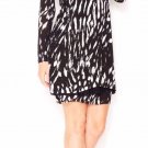 $79Retail Kensie Black & White Cowl Neck Draped Sheath Printed Dress Small S NWT
