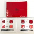 DIOR ROUGE BRILLANT LIPSTICK 8 SAMPLES 4 COLOR # 999 BONHEUR WITH LIP BRUSH