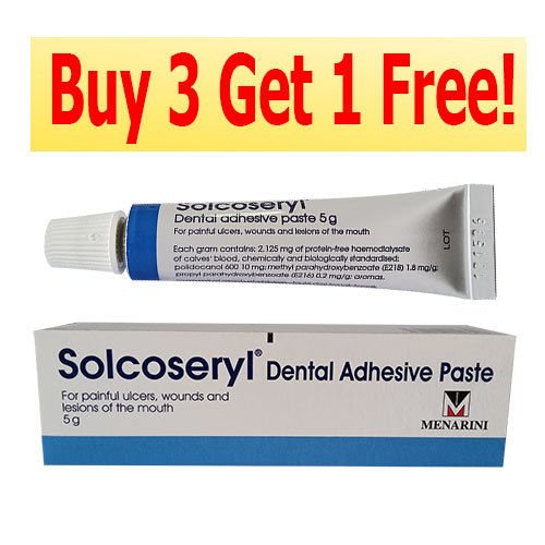 3x SOLCOSERYL DENTAL ADHESIVE PASTE 5G. FOR PIANFUL ULCERS // Buy 3 Get .