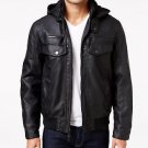 INC International Concepts Mens Croydon Faux-Leather Hoo Black XL