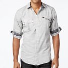 INC International Concepts Mens Rango Slub Long-Sleeve S Deep Black XL