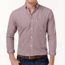 Tommy Hilfiger Port Mens Striped Button Down Shirt Red XL