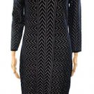 Calvin Klein Womens Knit 3/4 Sleeves Sweaterdress B/W L