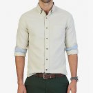 Nautica Mens Classic-Fit Flannel Shir Costal Tan L