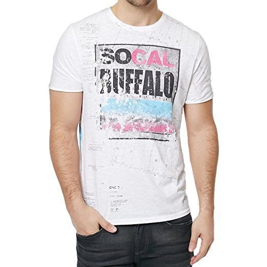 Buffalo David Bitton Mens Short Sleeves Crew Neck Graphic Tee White XXL