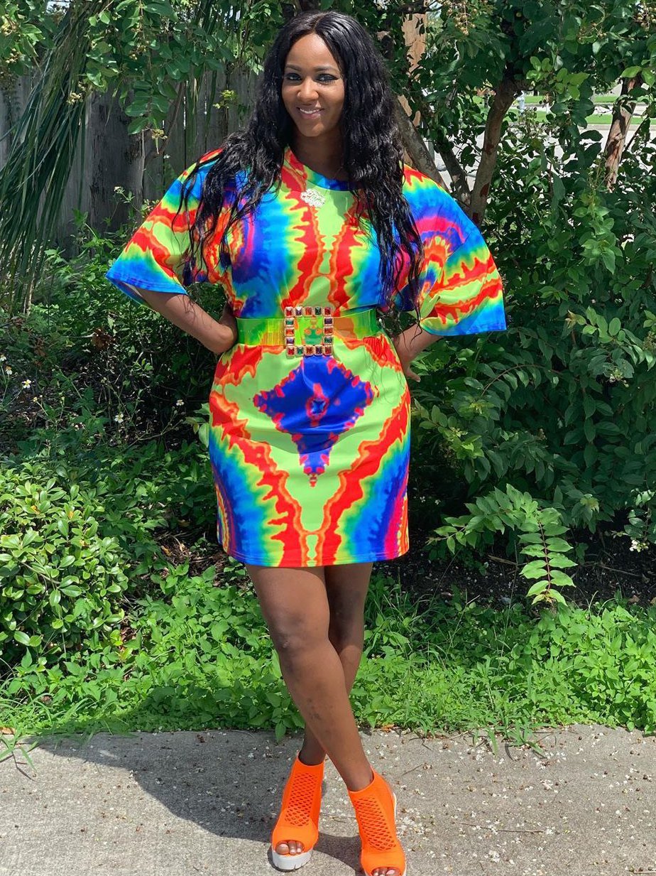 Crew Neck Short Sleeve Tie Dye T-Shirt Dress