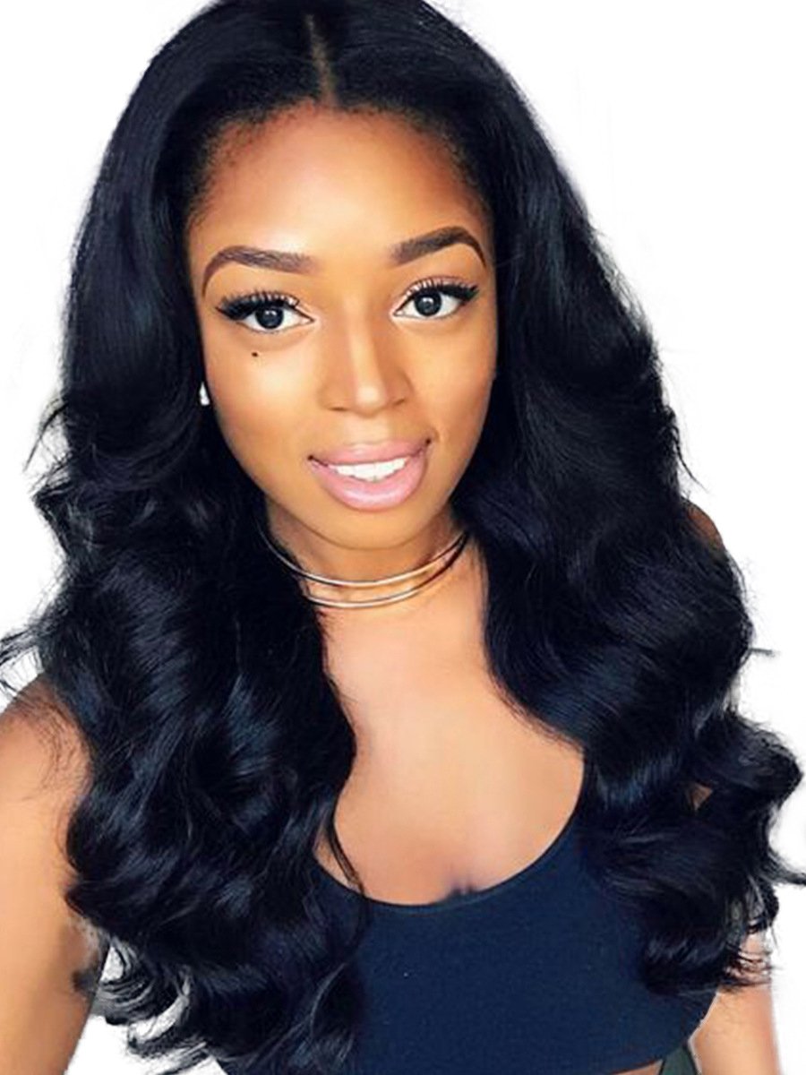 African Middle Bang Wave Long Synthetic Wigs For Women