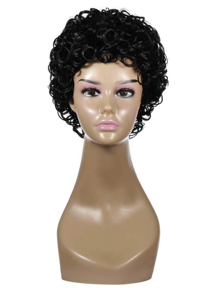 High Temperature Fiber Black Short Curly Synthetic Wigs