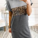 Colorblock Leopard Insert T Shirt Mini Dress
