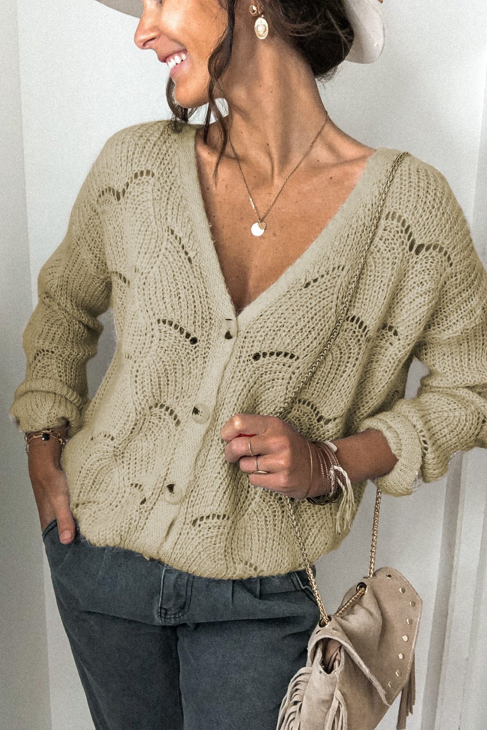 buttoned knit top